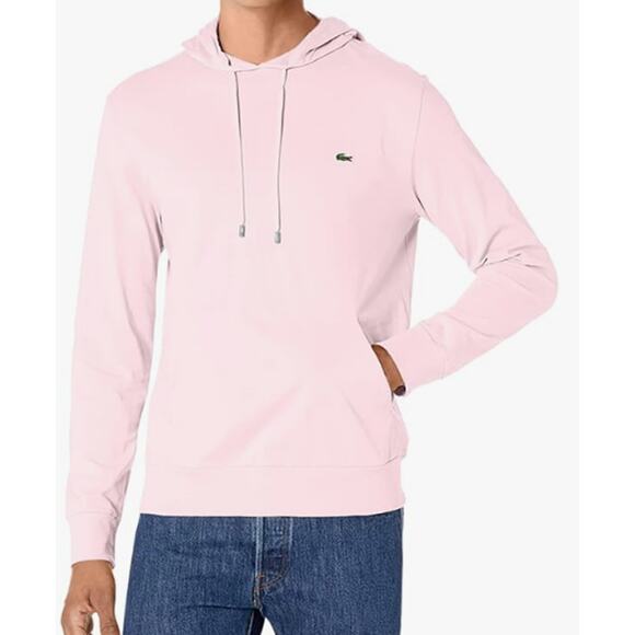 Lacoste Men's Contemporary Long Sleeve Hoodie Jersey T-Shirt Waterlily Pink M - Picture 1 of 2